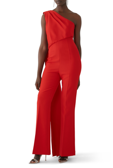 ASYMMETRIC CREPE JUMPSUIT RED:Red :8